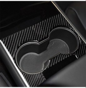 Resim Tesla Model 3 İçin 3 Pcs Karbon Fiber Araba Merkezi Kontrol Dekoratif Etiket 