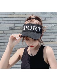 Resim Vizör Şapka Unisex Siyah Yazlık Sport Baskılı Güneş Koruyucu Siyah 