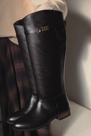 Resim POLKA STORE Daily Düz Tabanlı Tak-Çıkar Kemerli Tokalı Binici Çizme Kadın Ayakkabı Acı Kahverengi 