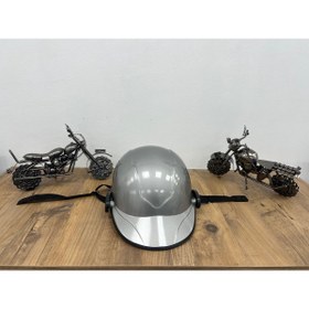 Resim Güneş Motosiklet Açık Jokey Kask, Camlı - Parlak Gri 
