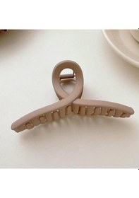 Resim Mandal Toka İthal Ürün Fiyonk Büyük Boy 13 Cm Mat Vizon Saç Tokası Kahverengi 