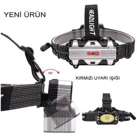 Resim Büro Ev Ofis İş Güvenliği İçin Şarjlı Lamba Sensörlü 4mod Işıklı Kafa Feneri Gri 