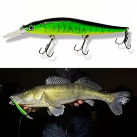 Resim 4.33 inç 15.5g ABS Sert Yem Jerkbait Minnow Balıkçılık Yemi, 3D Bionic Gözlerle, Bass Trolling için Wobbler Crankbait, Karışık Renk 
