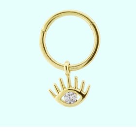 Resim Altın Halka Piercing Göz 14 Ayar Altın 