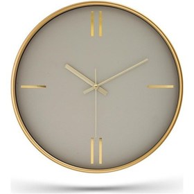 Resim Dekoratif Krem Kadran Çizgili Rakam Gold Duvar Saati 29.5 Cm Altın 