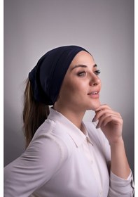 Resim Halven Lacivert Pratik Hazır Geçmeli Iç Bone Viskon Kumaş Çapraz Boru Te Lacivert 
