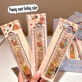 Resim 1 adet Kapibara Kum Katlanır Cetvel, Kumul Tasarımlı Şeffaf Plastik Cetvel, Öğrenciler İçin Yüksek Estetik Kapibara Temalı Kırtasiye, Sınav Kullanımı - Çeşitli Renkler 