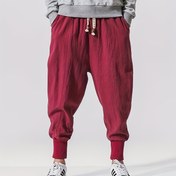 Resim Erkekler için %100 Pamuklu Rahat Kesim Konik Jogger Pantolon - İlkbahar/Sonbahar için Hafif Nefes Alabilir Gevşek Fit Düz Renk Esnek Manşetli Etek, Çok Yönlü Ev ve Günlük Kıyafetler 