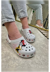 Resim Günlük Anne Kız Terlik Sabo Hemşire Doktor Aşçı Sandalet Desenli Taban Crocs Crf-8246 Minniemouse 