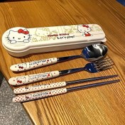 Resim Sanrio Hello Kitty Stainless Steel Cutlery Set, 3 Pieces - Portable Travel Silverware for Outdoor, School, Office - Food Grade, Durable - Includes Case - for Teens and Adults 14+ 