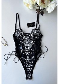 Resim Blair Premium Siyah Beyaz Çiçekli Pullu Çıtçıtlı Balenli Büstiyer Siyah/beyaz 