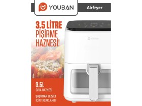 Resim Youban Xiaomi Air Fryer 3.5l Camlı Beyaz Fritöz 