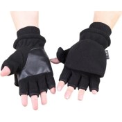 Resim Pengfushop5 Siyah Stil Kadın Erkek Kış Polar Polar Yarım Parmak Flip Eldiven Çift Katmanlı Kalınlaşmak Dokunmatik Ekran Parmaksız Cabrio Eldivenler Bilek (Yurt Dışından) 