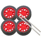 Resim Ø30mm Çapında 8 Adet Kauçuk Tekerlek Ve 4 Adet Mil Seti 