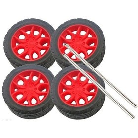 Resim Ø30mm Çapında 8 Adet Kauçuk Tekerlek Ve 4 Adet Mil Seti 