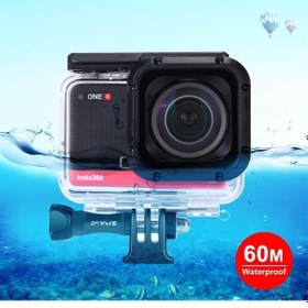 Resim Insta360 Puluz 60m Sualtı Derinlik Dalış Kılıfı Su Geçirmez Kamera Muhafazası One R 4k Geniş Açılı Edition Şeffaf 