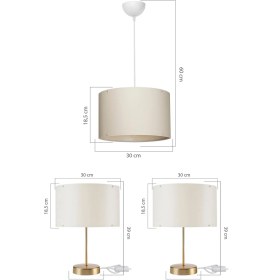 Resim Ela Yatak Odası Set - Krem Sarkıt + 2 Gold Abajur 