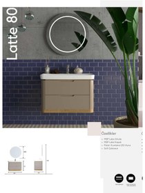 Resim Evros Latte 80 Cm Banyo Dolabı Kahve 