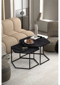 Resim Uslucan Alışveriş Orta Sehpa Altıgen İkili Lüx Bendir Çok Renkli 