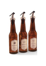 Resim Cam Yağlık - 3 Lü Pratik Kapaklı Yağlık - Sirkelik 350 Ml. Yağdanlık Kahverengi 