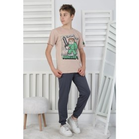 Resim Explore Create Desenli Erkek Çocuk Süprem Kısa Kollu Pijama Takımı 