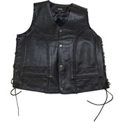 Resim Dclleather Erkek Siyah Deri Motorcu Yeleği Çıtçıtlı 