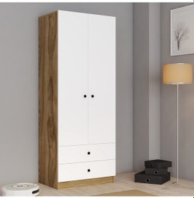 Resim Ferniso Mobilya 2 Kapılı 2 Çekmeceli Gardolap Beyaz-ud 
