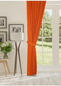 Resim Cheap's Home Petek Dokulu Kadife Dokuma Seyrek 1 X 2 Pileli Fon Perde Kiremit 