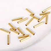 Resim 50 adet 18K Altın Kaplama 2*10mm Tüp Boncuk Aracı Boncuklar Takı Yapımı için, Pirinç Pürüzsüz Tüp Boncuklar DIY Takı Malzemesi Toptan 