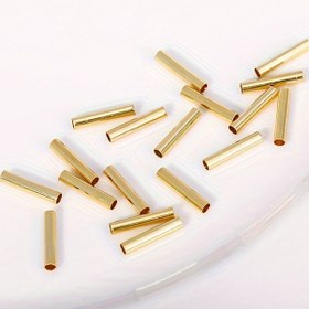 Resim 50 adet 18K Altın Kaplama 2*10mm Tüp Boncuk Aracı Boncuklar Takı Yapımı için, Pirinç Pürüzsüz Tüp Boncuklar DIY Takı Malzemesi Toptan 