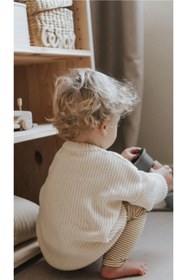 Resim Meriç bebe Unisex Bebek Çocuk Bisiklet Yaka Extra Esnek Ekru Triko Kazak 