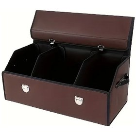 Resim Otomobil Bagaj Organizeri Deri Bagaj Kutu Çanta Büyük Boy Kahve Taba 