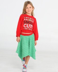 Resim Casabony Snow Cute Kız Çocuk Etek + Sweatshirt Takım-kırmızı Kırmızı 