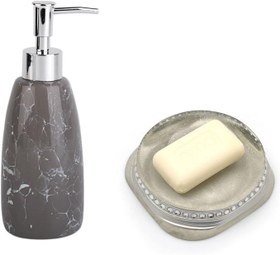 Resim SIVI SABUNLUK VE SABUNLUK 2 Lİ BANYO SETİ,TAŞLI GÜMÜŞ 