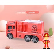 Resim Spring Boy's İnertia Rebound Toy Car, Fire Rescue Vehicle1 Kırmızı 
