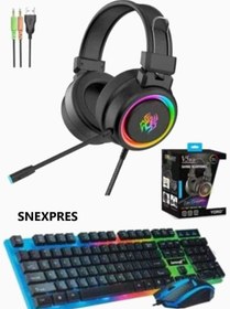 Resim Everest Grup Gamer Işıklı Ps4-xbox One-pc Gamer Oyuncu Kulaklığı + Gamer Klavye + Gamer Mouse Seti Klavye Mouse 