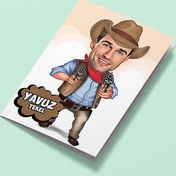 Resim Havalı Kovboy Karikatürlü Tebrik Kartı 
