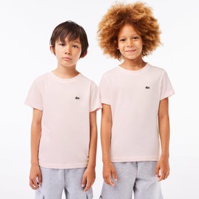 Resim Lacoste Çocuk Bisiklet Yaka Açık Pembe T-Shirt 