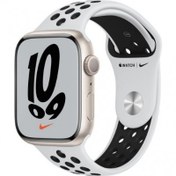 Resim Apple Watch Nike Series 7 GPS + Cellular Apple Watch Nike Series 7 GPS + Cellular 41mm Yıldız Işığı Alüminyum Kasa ve Saf Platin/Siyah Nike Spor Kordon - MKJ33TU/A