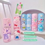 Resim Sanrio Yalıtımlı Paslanmaz Çelik Taşınabilir Su Şişesi - Harrow Kedi, Kulomi, My Melody & Vanilya Rulo Tasarımı - Arkadaşlar için Mükemmel Hediye, Noel, Doğum Günü, Yeni Yıl - Öğrenciler İçin İdeal 