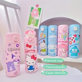 Resim Sanrio Yalıtımlı Paslanmaz Çelik Taşınabilir Su Şişesi - Harrow Kedi, Kulomi, My Melody & Vanilya Rulo Tasarımı - Arkadaşlar için Mükemmel Hediye, Noel, Doğum Günü, Yeni Yıl - Öğrenciler İçin İdeal 