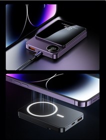 Resim Magsafe 10.000 Mah 15w Kablosuz Şarj Powerbank 1x Usb 1x Type-c Çıkış 22.5w Kablolu Hızlı Şarj Siyah 