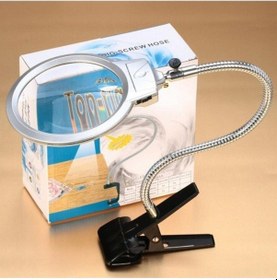 Resim Klip Masa Üstü Işıklı Büyüteç Klipsli Okuma Metal Hortum Led 