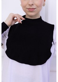 Resim Loggia Balıkçı Yaka Boyunluk Siyah - Dik Yakalı Kadın Tesettür Penye Yarım Body Viskon Hijab Siyah 