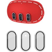 Resim Pazly Meta Quest 3 Kılıf + Titanyum Cam Lens Film Vr Kulaklık Aksesuarları - Kırmızı/gümüş, Silikon Kılıf Kırmızı / Gümüş 