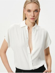 Resim Koton Kısa Kollu Gömlek Düğmeli Regular Fit Kırık Beyaz 4sak60002ew 4SAK60002EW001 Ekru 