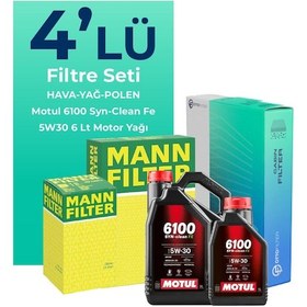 Resim Mann Dacia Duster 1.3 Benzinli Filtre Bakım Seti Motul Motor Yağlı (2018-2024) 4 Lü 