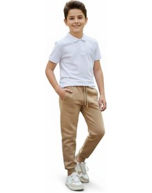 Resim Baglan Bej Rengi 3 İplik Manşetli Kız Erkek Çocuk Eşofman Altı Bgl-st05045 Bej 