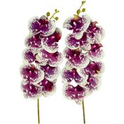 Resim Yapay Çiçek Çilli Mor Islak Orkide Gerçeksi Doku Uzun Dal 90 Cm 