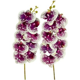 Resim Yapay Çiçek Çilli Mor Islak Orkide Gerçeksi Doku Uzun Dal 90 Cm 